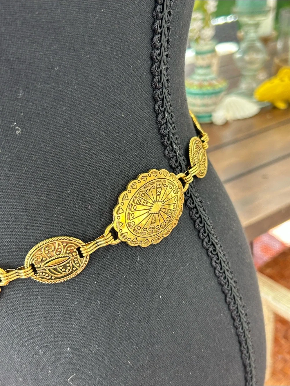 Gold tone Concho chain belt